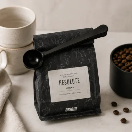 Kaffemåleske med poseklips · Sort